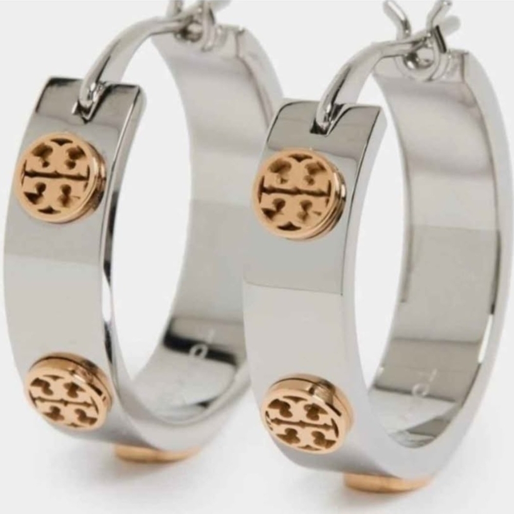 Tory Burch Two-Tone Silver and Gold Earrings